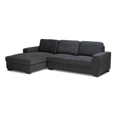 BAXTON STUDIO Nevin Dark Grey Upholstered Sectional Sofa with Left Facing Chaise 158-9744